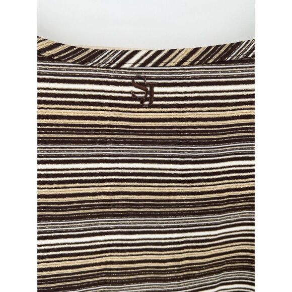 St. John Sport Size Small Brown Metallic Striped Sleeveless Knit Top Marie Gray - Picture 4 of 5
